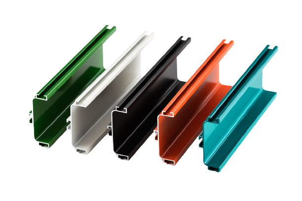 Muster von farbigen Aluminium Profilen