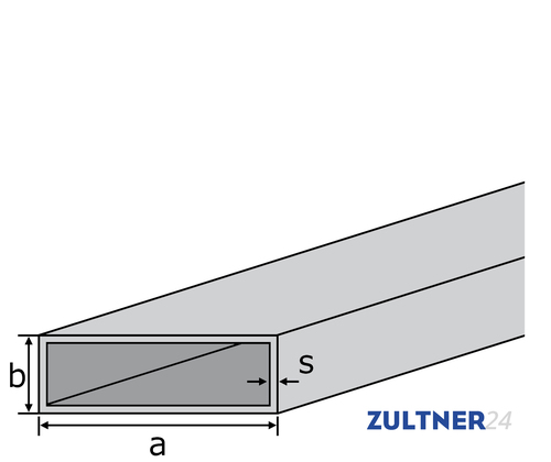 Aluminium rectangular tube EN-AW 6060 (AlMgSi0,5) 80x40x3 mm T66 extruded factory length 1995mm